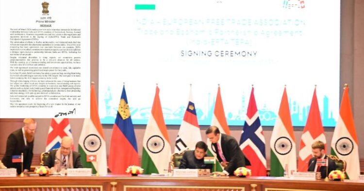 PM Narendra Modi hails signing of the EFTA Agreement
