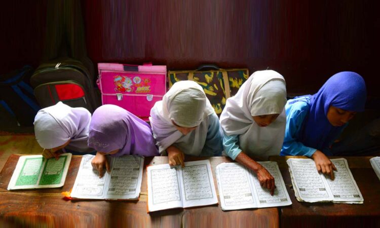 A representative image showing girls studying in a Madarsa (Image Source: Digital Learning Magazine)