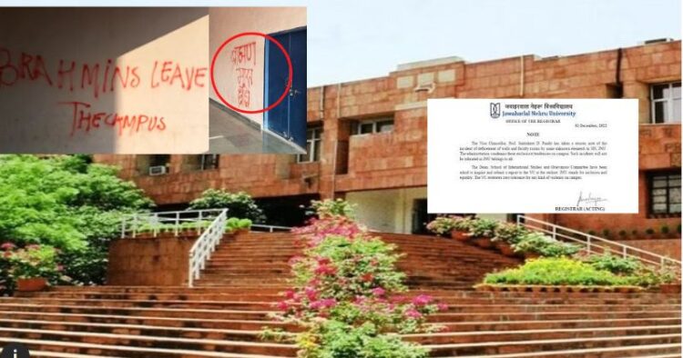 JNU fails to find practitioners of antii-brahmin graffiti on walls of its campus