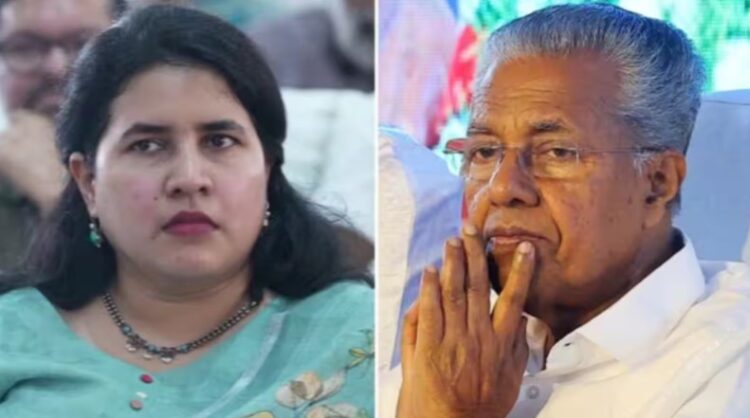 (Left) Veena Vijayan, (Right) Kerala CM Pinarayi Vijayan