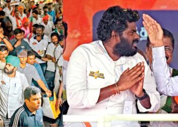 Prime Minister Narendra Modi with Tamil Nadu Bharatiya Janata Party (BJP) President K. Annamalai during the public meeting, in Tirunelveli