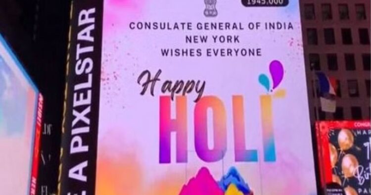 Times Square lights up with holi wishes