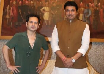 TIPRA Motha founder Pradyot Manikya Deb Barma and Former Tripura Chief Minister Biplab Kumar Deb 