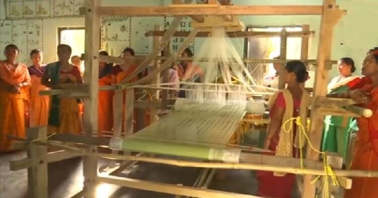 Women engaged in handloom training in Assam's Baksa
