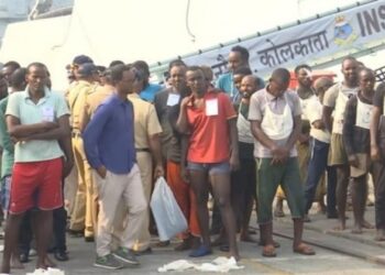 Somali pirates at the Naval Dockyard, Mumbai