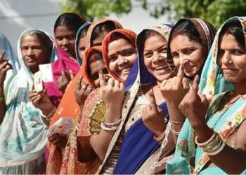 Women after casting their vote