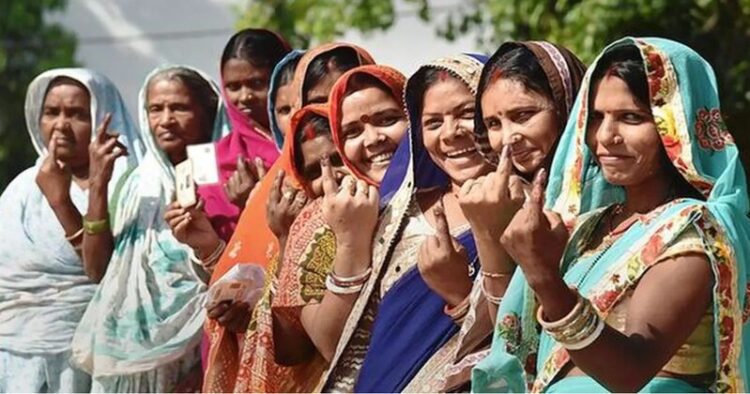 Women after casting their vote