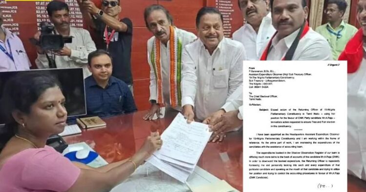 DMK leader A Raja filing nomination papers