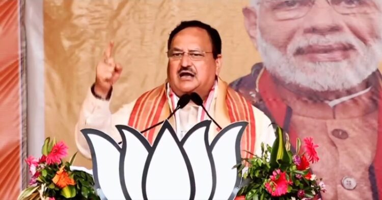 BJP National President JP Nadda addresses the election rally in Assam