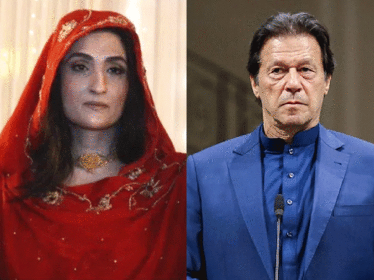 Left: Bushra Bibi (Wife of Imran Khan), Right: PTI chief Imran Khan Niazi