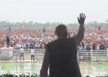 Prime Minister Narendra Modi addressing the rally in Assam