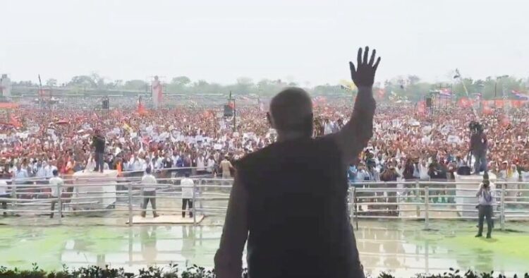 Prime Minister Narendra Modi addressing the rally in Assam