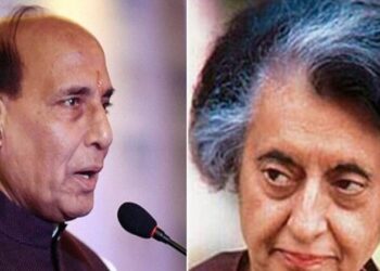 (Left) Union Defence Minister Rajnath Singh (Right) Former PM Indira Gandhi