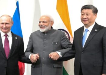 (Left To Right) Russia President Vladimir Putin, Indian PM Narendra Modi, Chinese President Xi Jinping