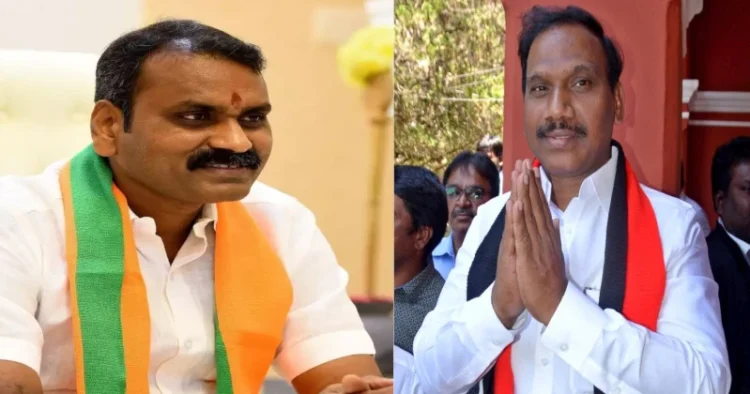 BJP candidate L Murugan (Left), DMK candidate A Raja (Right)