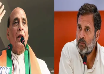 Defence Minister Rajnath Singh (Left), Congress Leader Rahul Gandhi (Right)