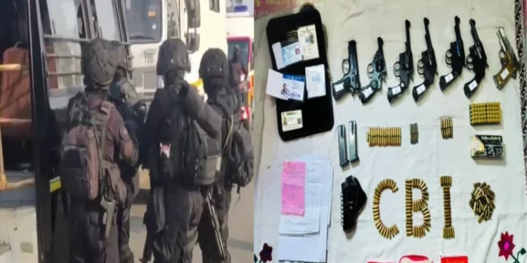 NSG Commandos deployed in Sandeshkhali (Left), Police revolver, foreign-made guns among firearms seized by CBI in Sandeshkhali raids (Right) (Source: PTI)