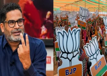 Political strategist Prashant Kishor (Left), BJP (Representative Image) (Right)