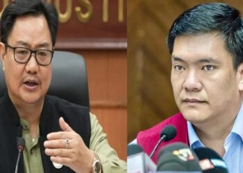 (Left) Union Minister Kiren Rijiju (Right) Arunachal Pradesh, Chief Minister Pema Khandu