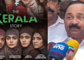 'The Kerala Story' poster (Left) and LoP V D Satheesan (Right)