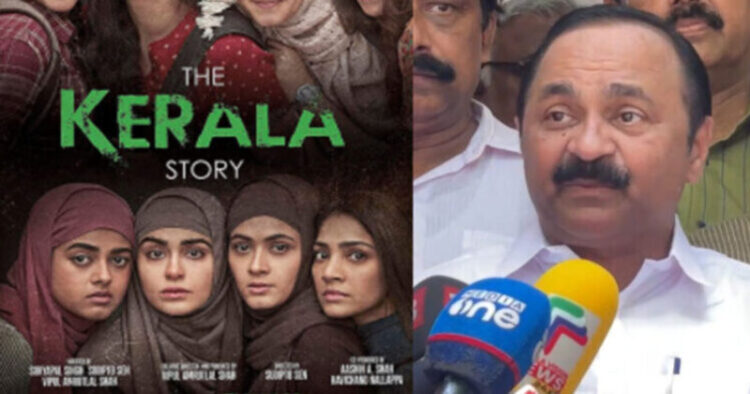 'The Kerala Story' poster (Left) and LoP V D Satheesan (Right)