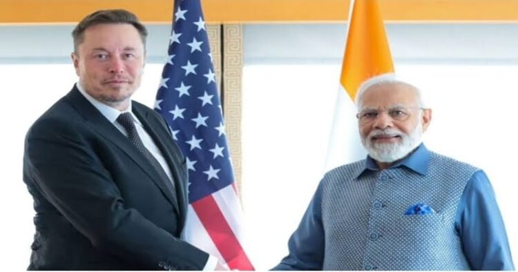 Tesla chief Elon Musk and Prime Minister Narendra Modi