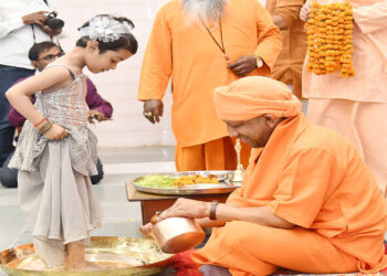 Uttar Pradesh Chief Minister Yogi Adityanath at Gorakhnath Temple