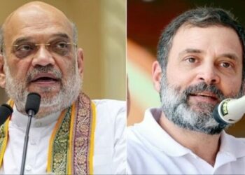 Home Minister Amit Shah (Left) and Congress leader Rahul Gandhi (Right)