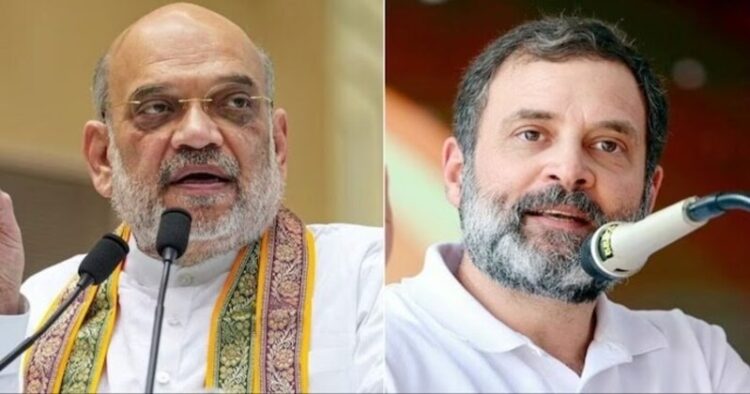 Home Minister Amit Shah (Left) and Congress leader Rahul Gandhi (Right)