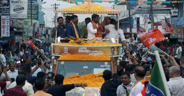Tamil Nadu BJP President K Annamalai's roadshow in Kanjikode 