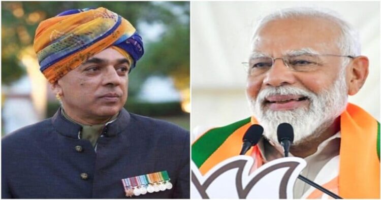 Former BJP MP Manvendra Singh (Left) and Prime Minister Narendra Modi (Right)