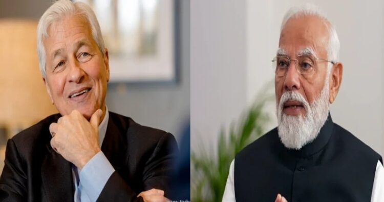 Jamie Dimon, CEO of JPMorgan (Left) and Prime Minister Narendra Modi (Right)