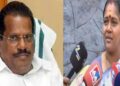 (Left) CPM leader E.P. Jayarajan (Right) BJP leader Sobha Surendran