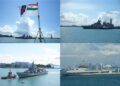 Anti Clockwise from top: INS Delhi, INS Kiltan, INS Shakti (Indian Navy)