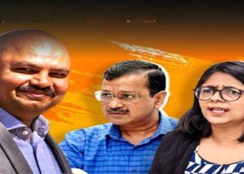 (Left To Right) Bibhav Kumar, Delhi CM Arvind Kejriwal , Swati Maliwal