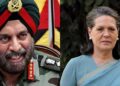 Left: General JJ Singh, Right: Congress Leader Sonia Gandhi