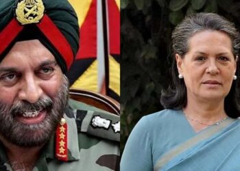 Left: General JJ Singh, Right: Congress Leader Sonia Gandhi