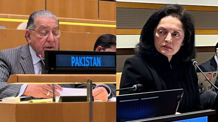 Left: Pakistan Envoy to UN Munir Akram, Right:  Indian envoy to the UN Ruchira Kamboj