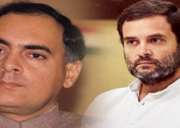 (Left) Former PM Rajiv Gandhi (Right) Congress leader Rahul Gandhi