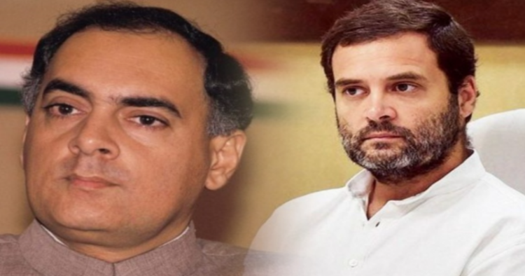 (Left) Former PM Rajiv Gandhi (Right) Congress leader Rahul Gandhi