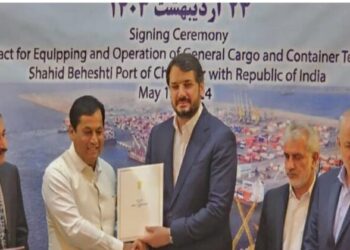 The Signing Of The Long Term Bilateral Contract On Chabahar Port Operations In Presence Of HE Mehrdad Bazrpash, Minister Of Roads & Urban Development, Iran & India's Minister Of Ports, Shipping And Waterways Sarbananda Sonowal | Photo: X/ @Sarbanands