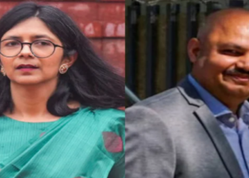 (Left) AAP Leader Swati Maliwal (Right) Bibhav Kumar