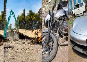 After Sealing Cosie & Blak, Bulldozers Raze 2 Illegal Pubs in Massive Crackdown (Left), The Porsche car which was allegedly driven by a 17-year-old boy who knocked down two motorbike riders (Right)