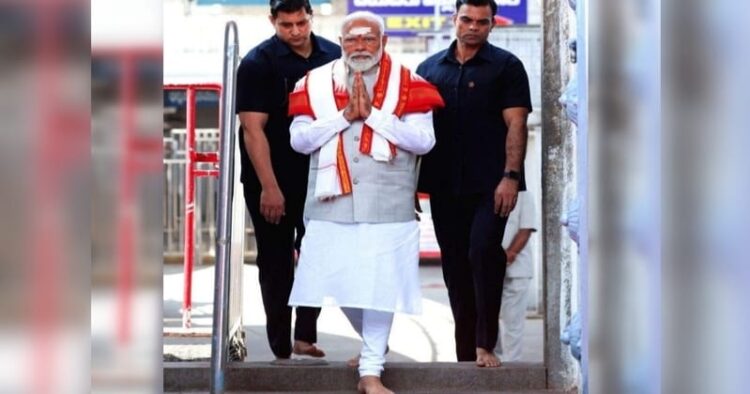 Prime Minister Narendra Modi visited the Sri Raja Rajeshwara Swamy Devasthanam in Vemulawada