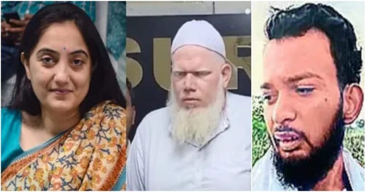 Former BJP spokesperson Nupur Sharma (Left), Maulvi Sohail Abu Bakar Timol , Shakil Sattar Sheikh (Right)