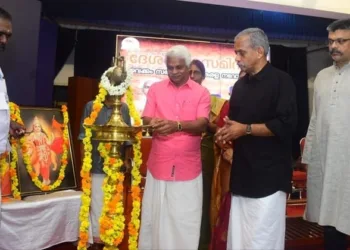 Spokesman of Hindu Aikya Vedi E S Biju, Justice (Retd) C N Ramachandran Nair, Senior RSS Pracharak J Nandakumar and "Organiser" Chief Editor Prafulla Ketkar