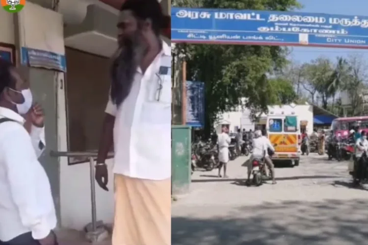Man from a Church caught luring people to conversion in a government hospital in Tamil Nadu (Image Source: X and the commune)