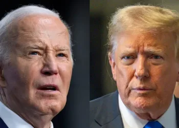 Left: US President Joe Biden, Right: Former US President Donald Trump