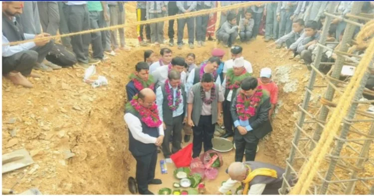 Foundation laying ceremony in Nepal's Puythan