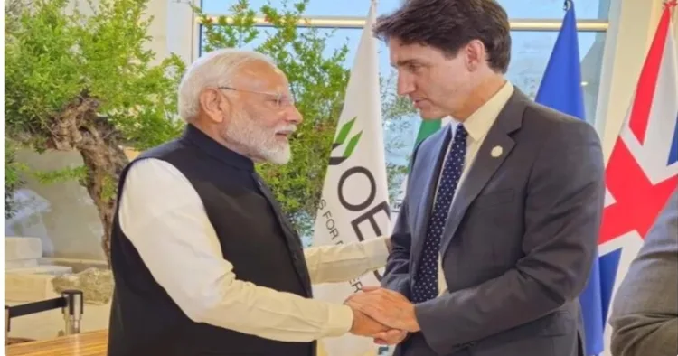 (Left) PM Narendra Modi (Right) Canadian PM Justin Trudeau